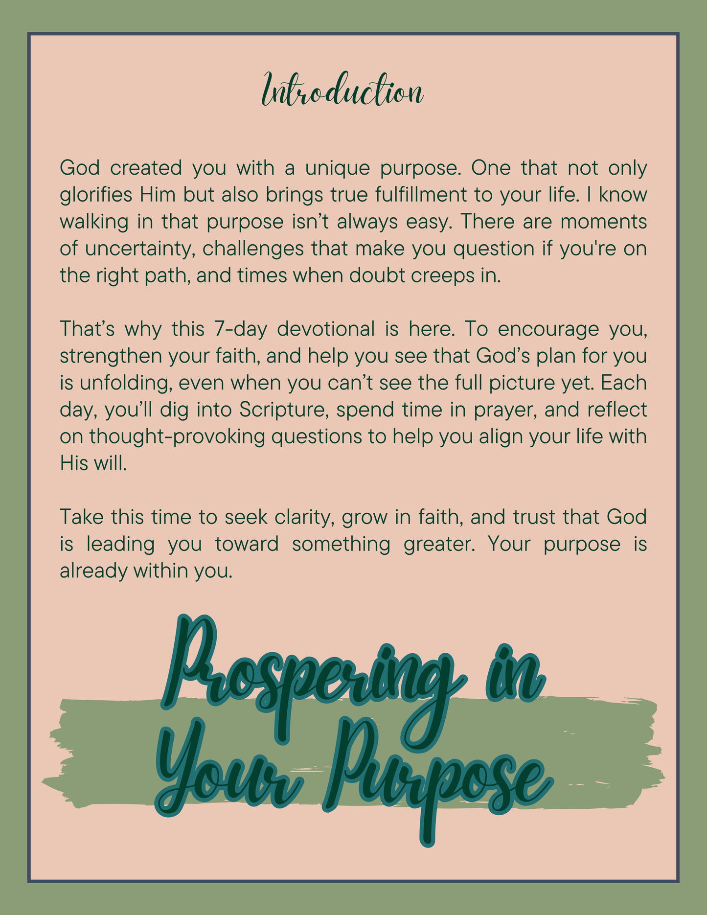 Prospering In Your Purpose - 7 Day Devotional
