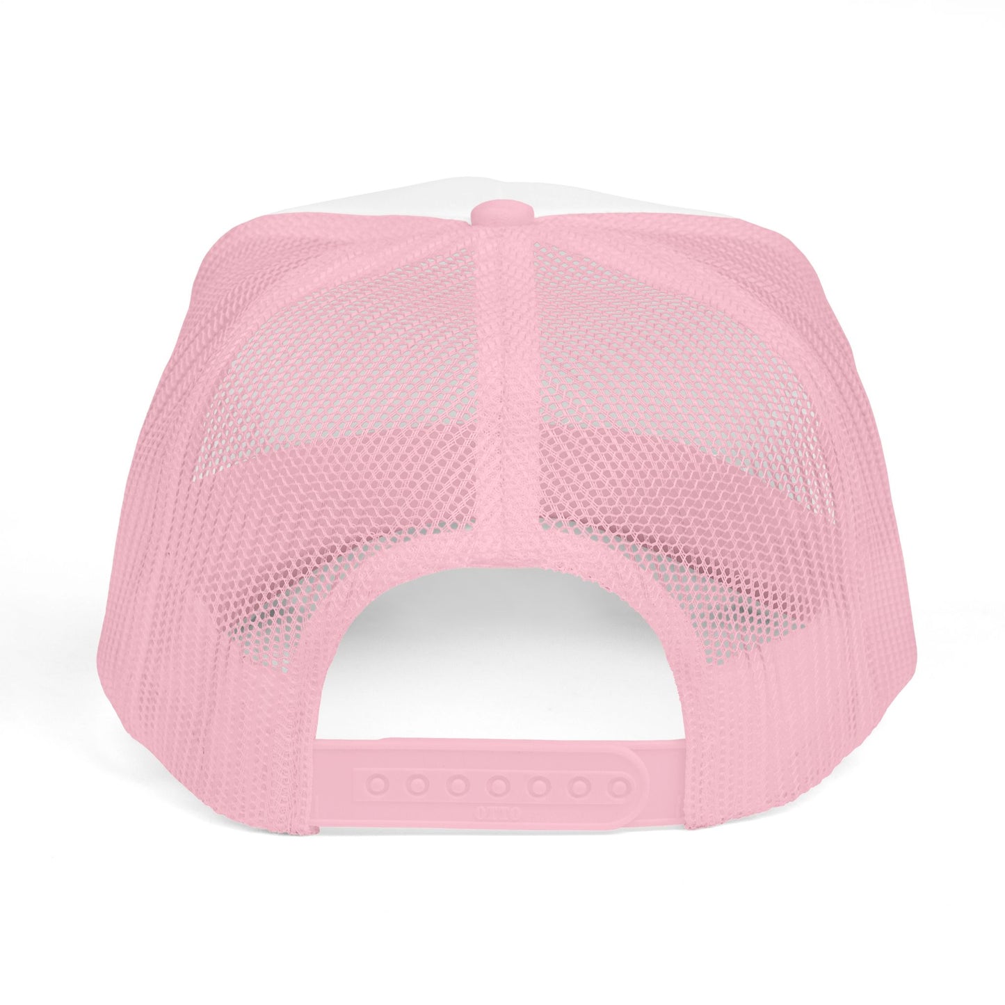 Covered By Grace Pink Trucker Hat — Leopard Script Christian Faith Cap